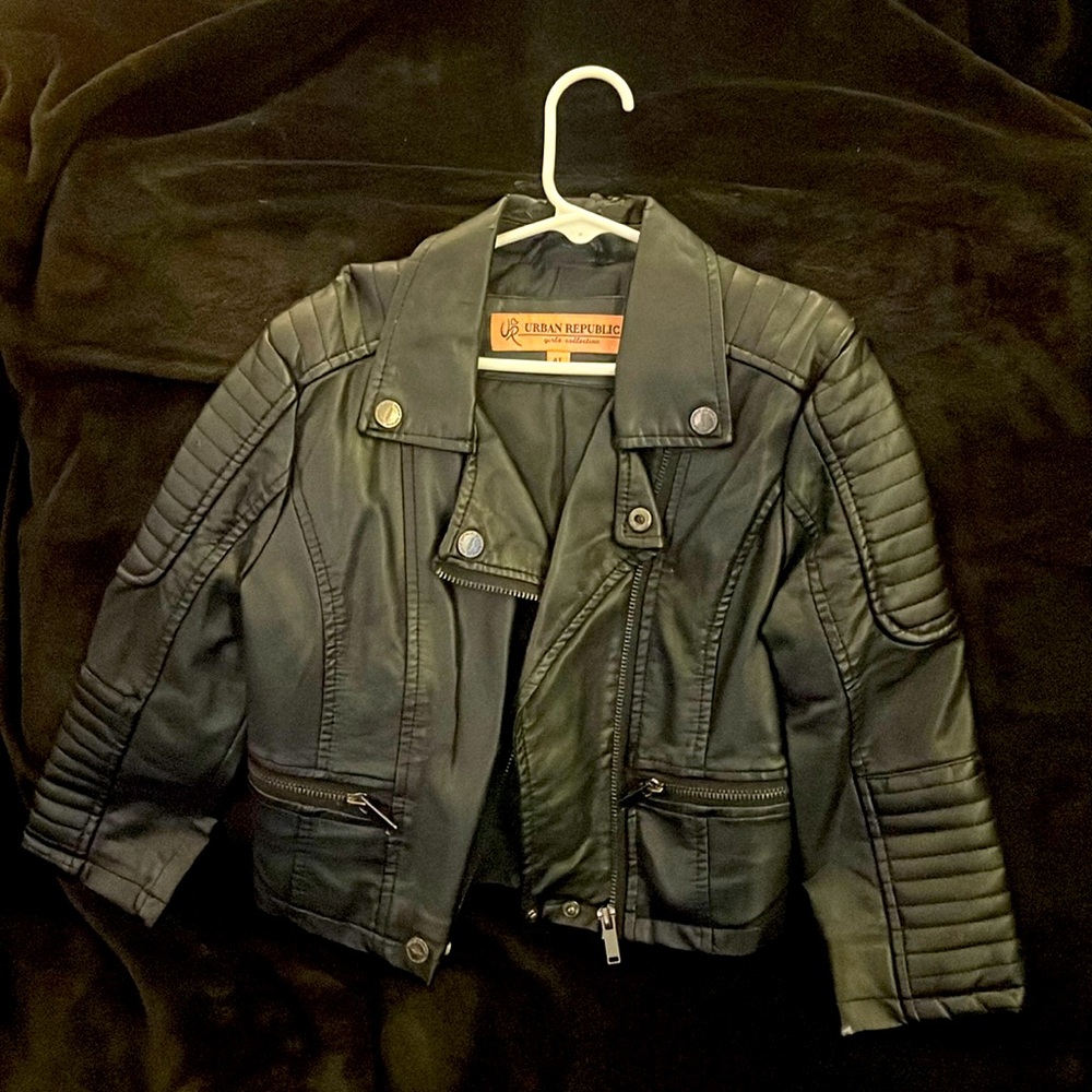Toddler Faux Leather Peplum Jacket